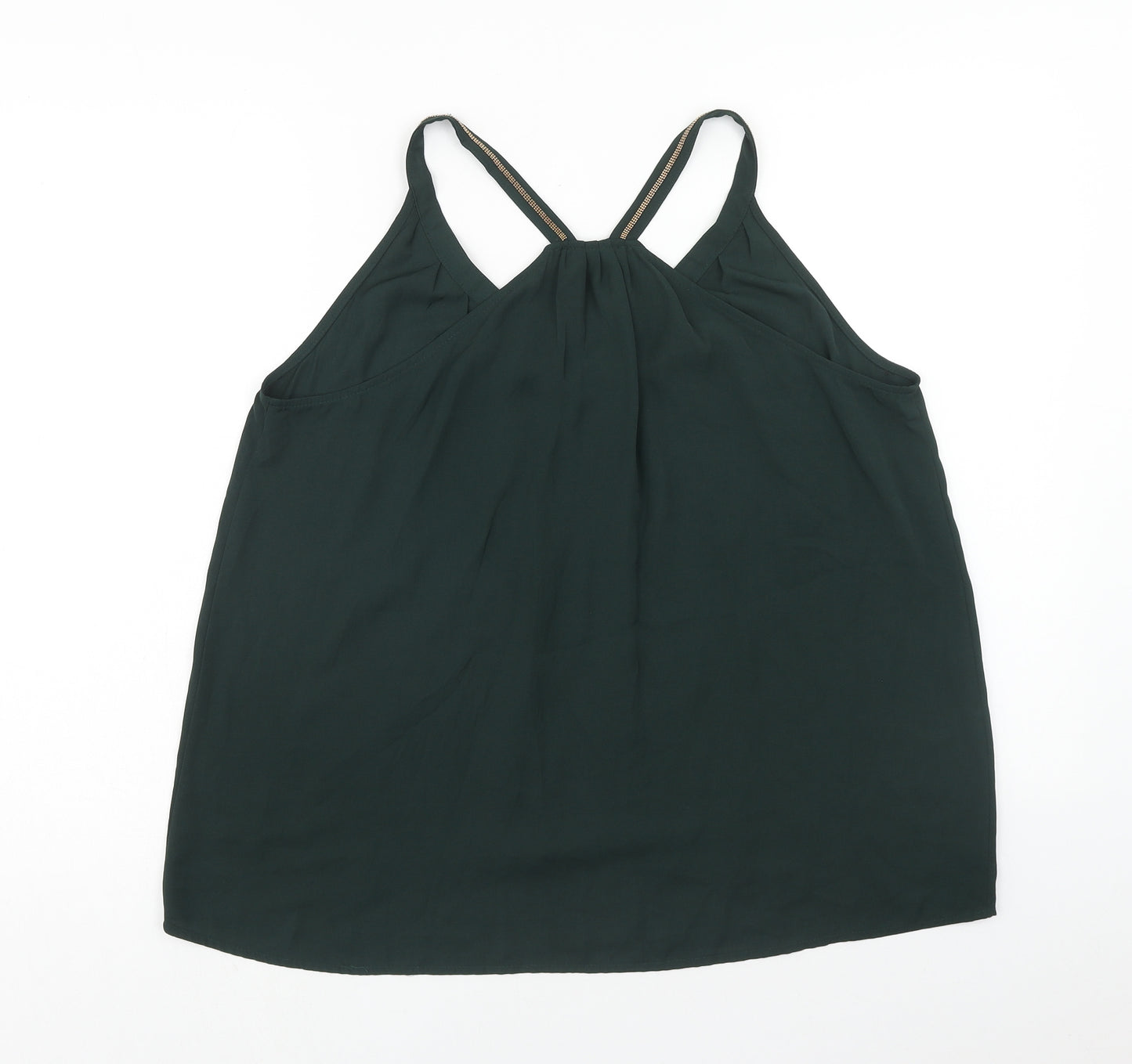 H&M Womens Green Polyester Basic Tank Size 8 V-Neck