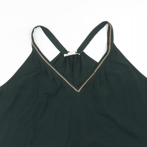 H&M Womens Green Polyester Basic Tank Size 8 V-Neck
