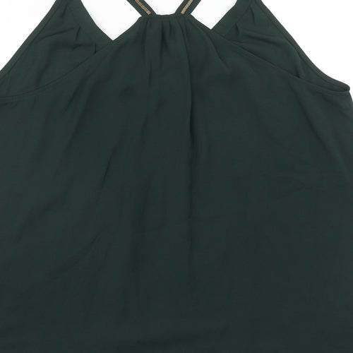 H&M Womens Green Polyester Basic Tank Size 8 V-Neck