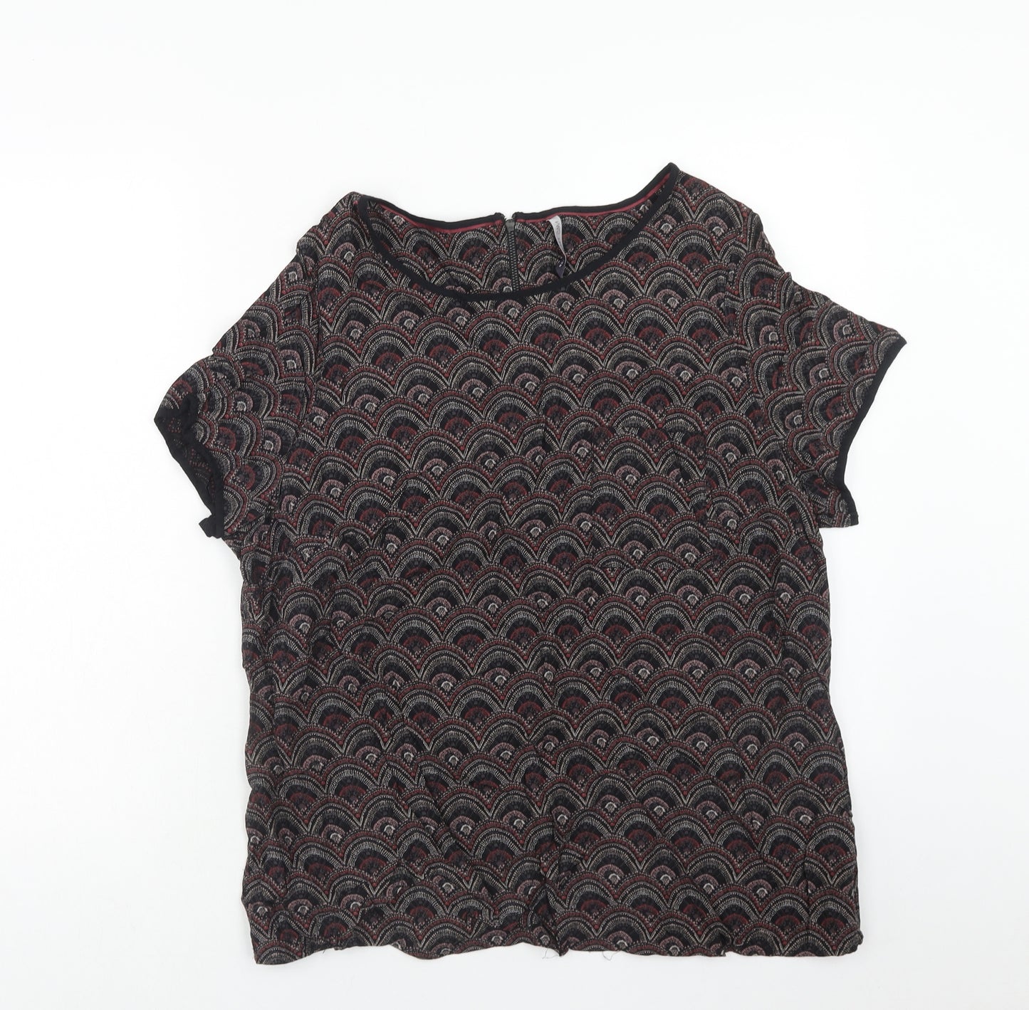 Marks and Spencer Womens Multicoloured Geometric Viscose Basic T-Shirt Size 20 Boat Neck