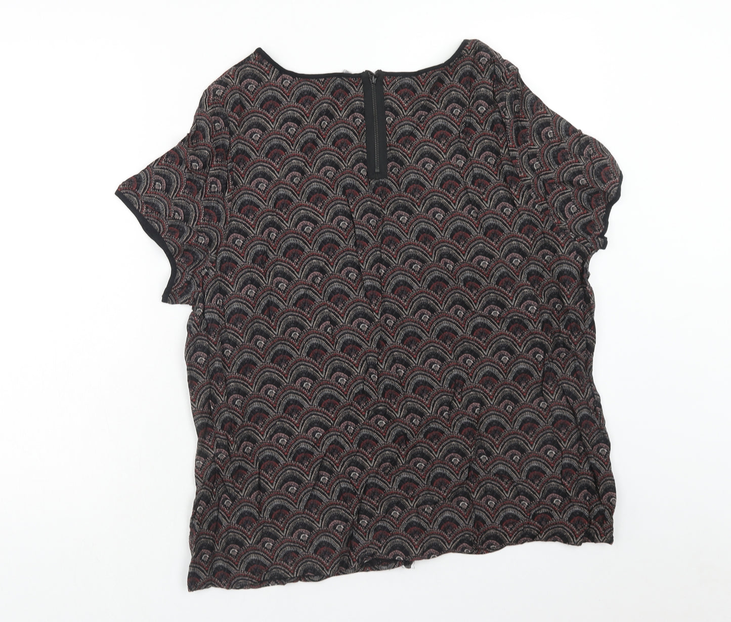 Marks and Spencer Womens Multicoloured Geometric Viscose Basic T-Shirt Size 20 Boat Neck