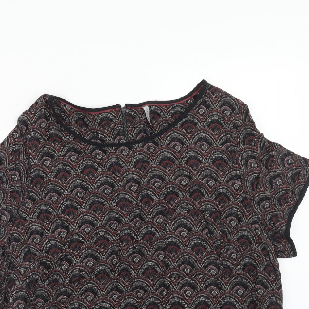 Marks and Spencer Womens Multicoloured Geometric Viscose Basic T-Shirt Size 20 Boat Neck