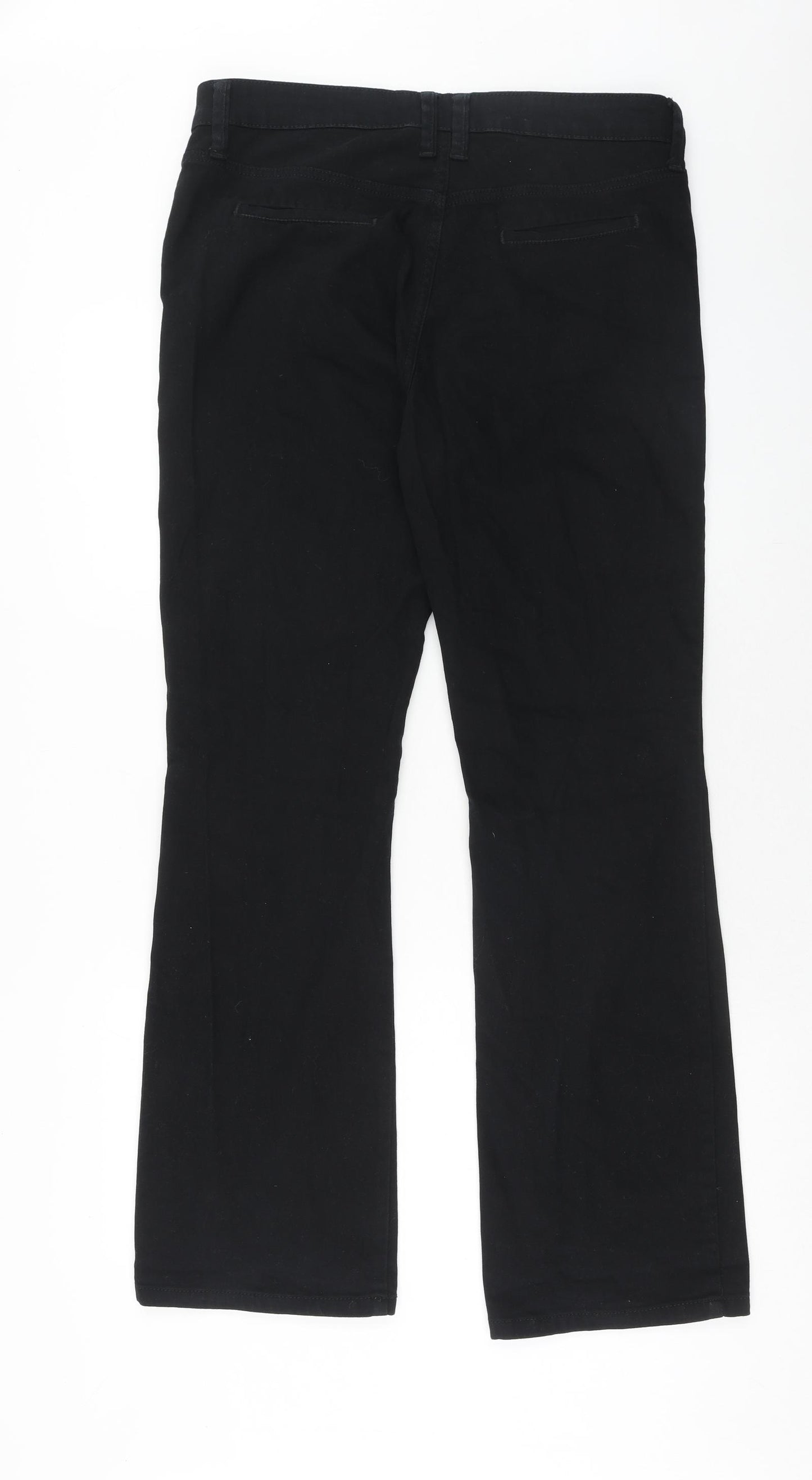 Marks and Spencer Womens Black Cotton Straight Jeans Size 14 Regular Zip