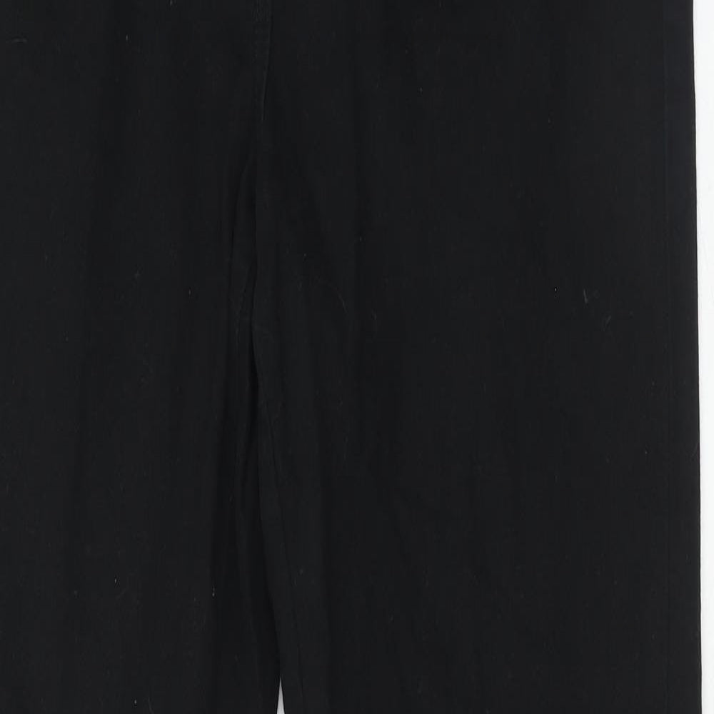 Marks and Spencer Womens Black Cotton Straight Jeans Size 14 Regular Zip