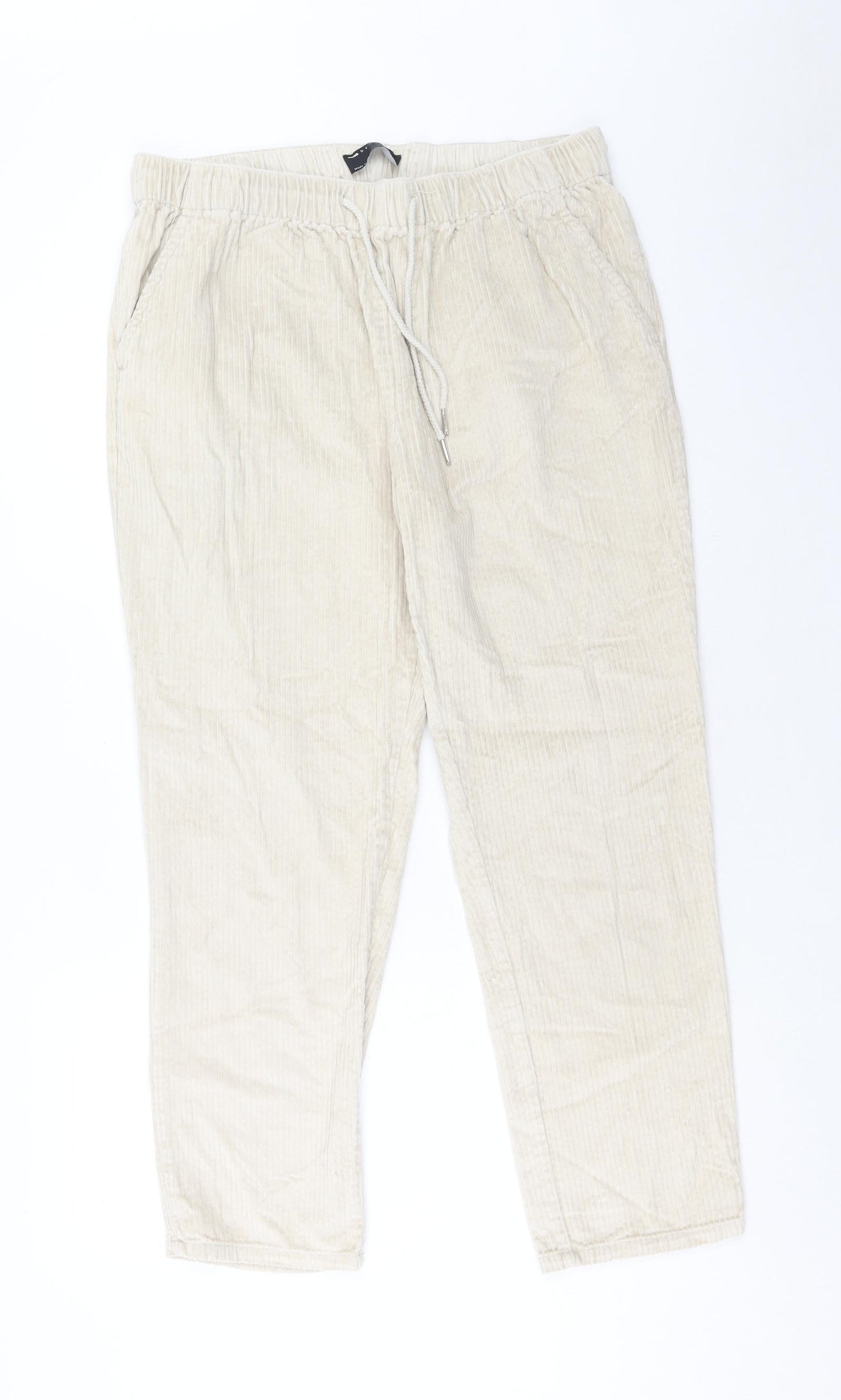 ASOS Womens Beige Cotton Trousers Size L Regular Drawstring