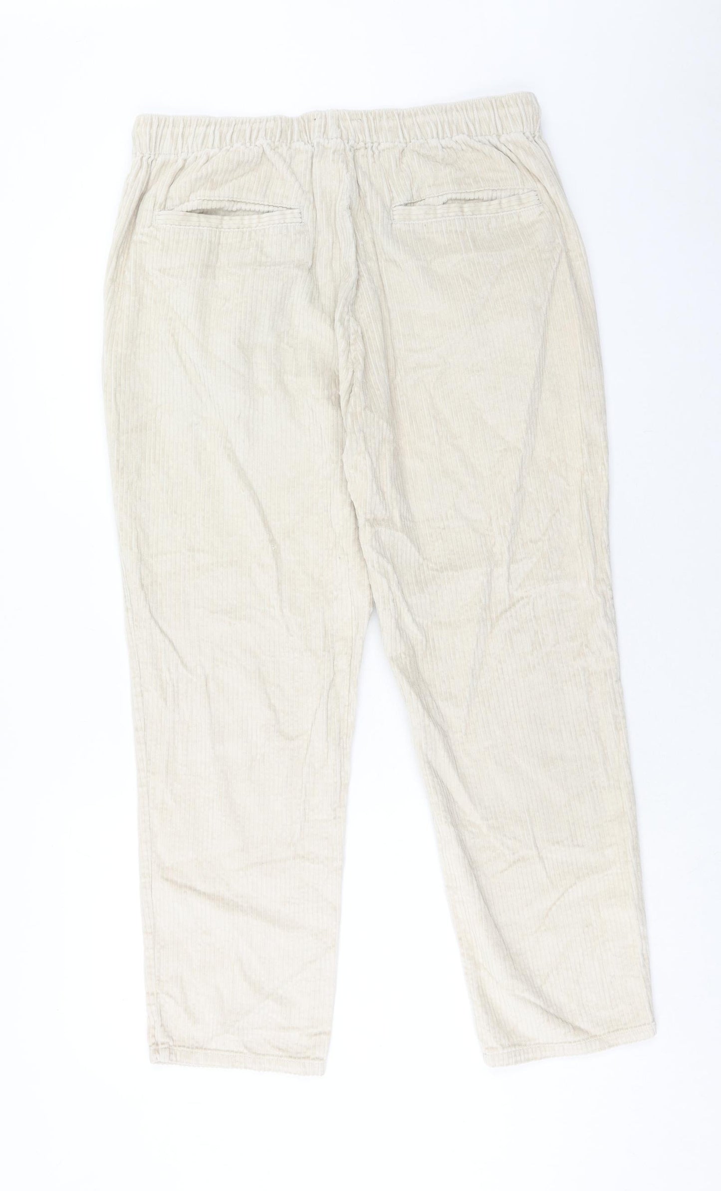 ASOS Womens Beige Cotton Trousers Size L Regular Drawstring