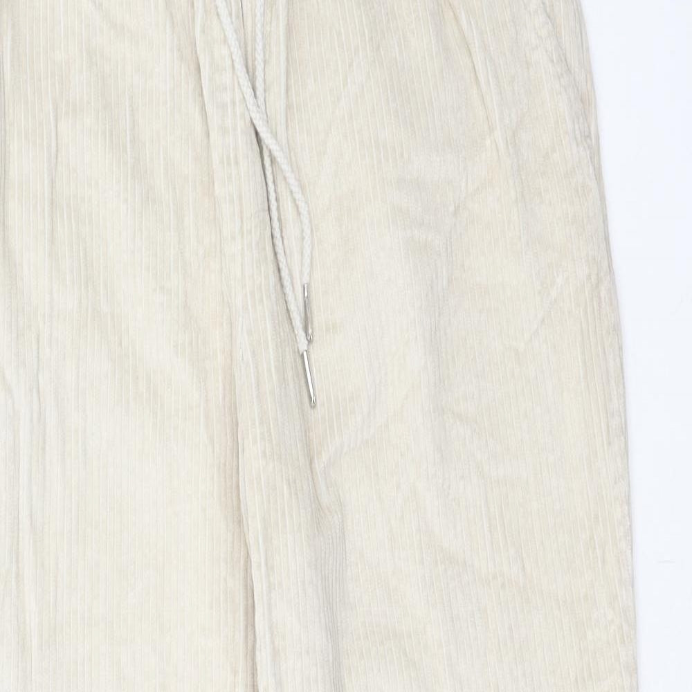 ASOS Womens Beige Cotton Trousers Size L Regular Drawstring