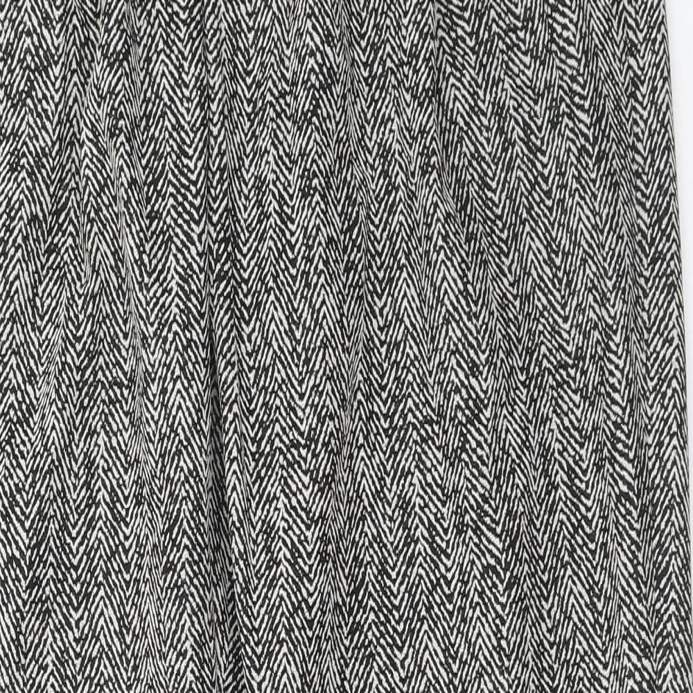 ASOS Womens Black Geometric Polyester Trousers Size 10 Regular Hook & Eye