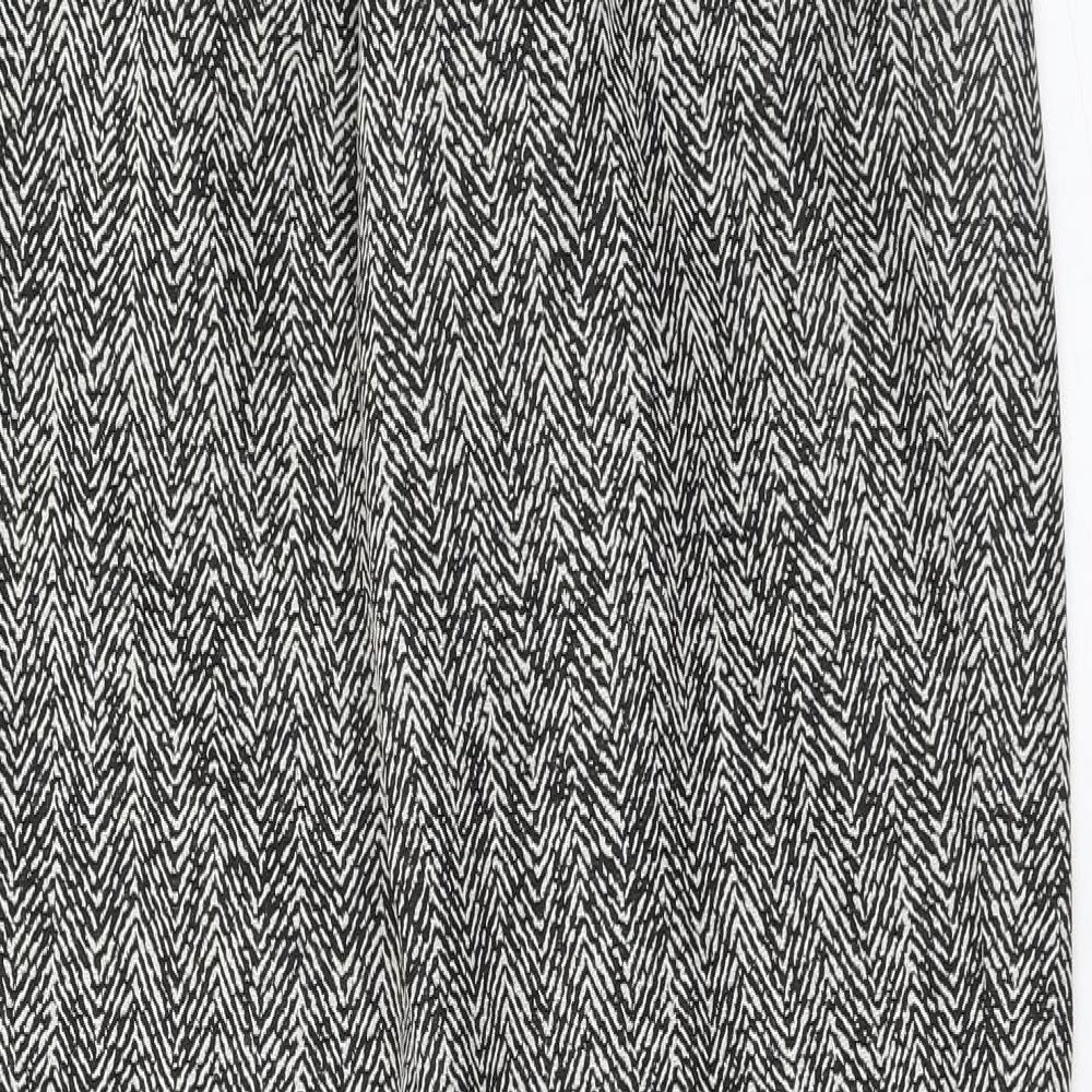 ASOS Womens Black Geometric Polyester Trousers Size 10 Regular Hook & Eye