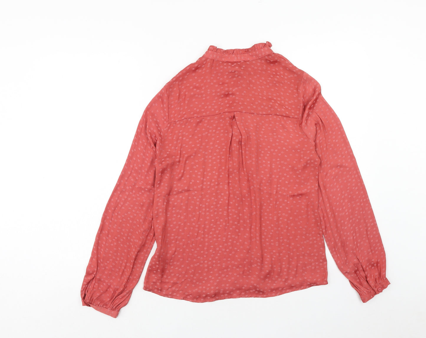 Monsoon Womens Pink Geometric Polyester Basic Button-Up Size 8 Round Neck - Stars