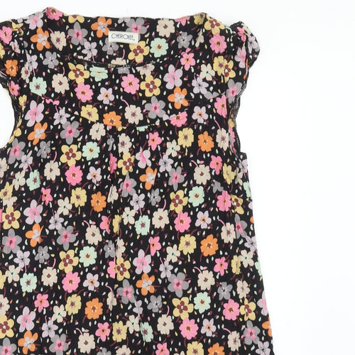 Cherokee Womens Multicoloured Floral Viscose Tunic Blouse Size 10 Boat Neck