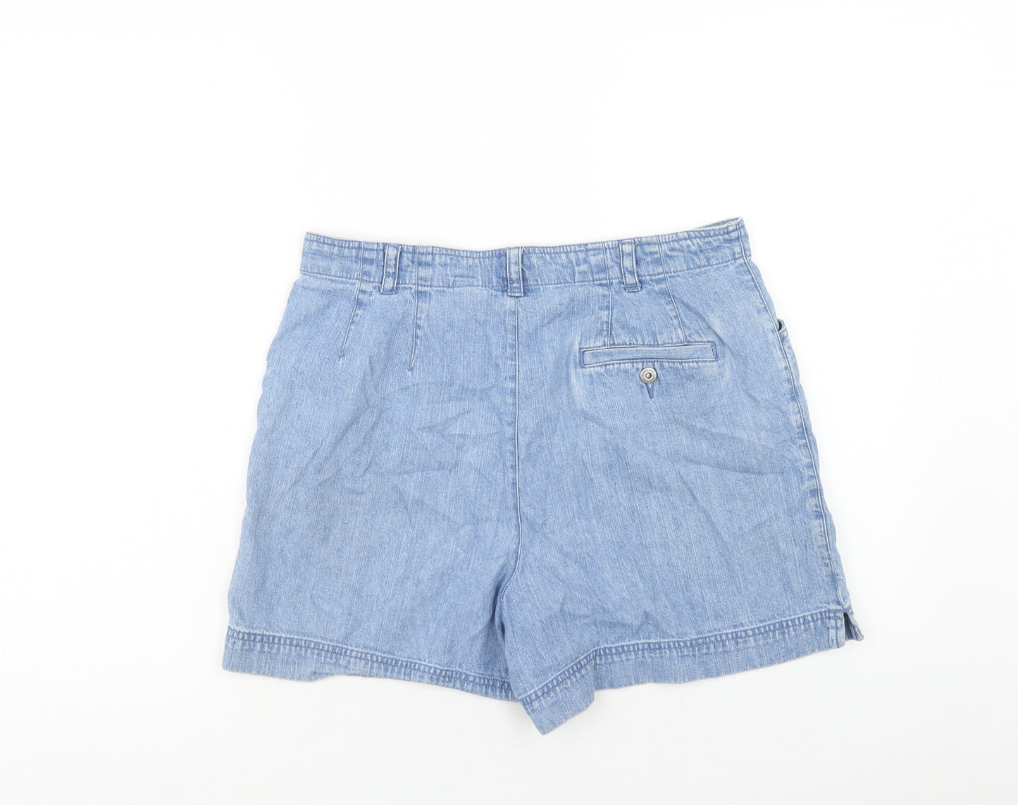 Liz Calborne Womens Blue Cotton Mom Shorts Size 12 Regular Zip