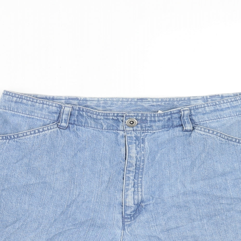 Liz Calborne Womens Blue Cotton Mom Shorts Size 12 Regular Zip