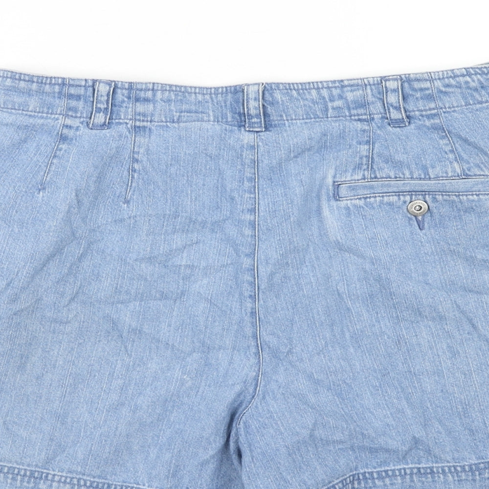 Liz Calborne Womens Blue Cotton Mom Shorts Size 12 Regular Zip