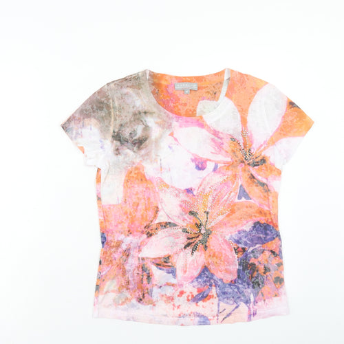 Kapalua Womens Multicoloured Floral Polyester Basic T-Shirt Size M Round Neck