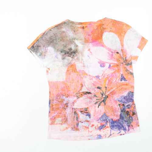 Kapalua Womens Multicoloured Floral Polyester Basic T-Shirt Size M Round Neck