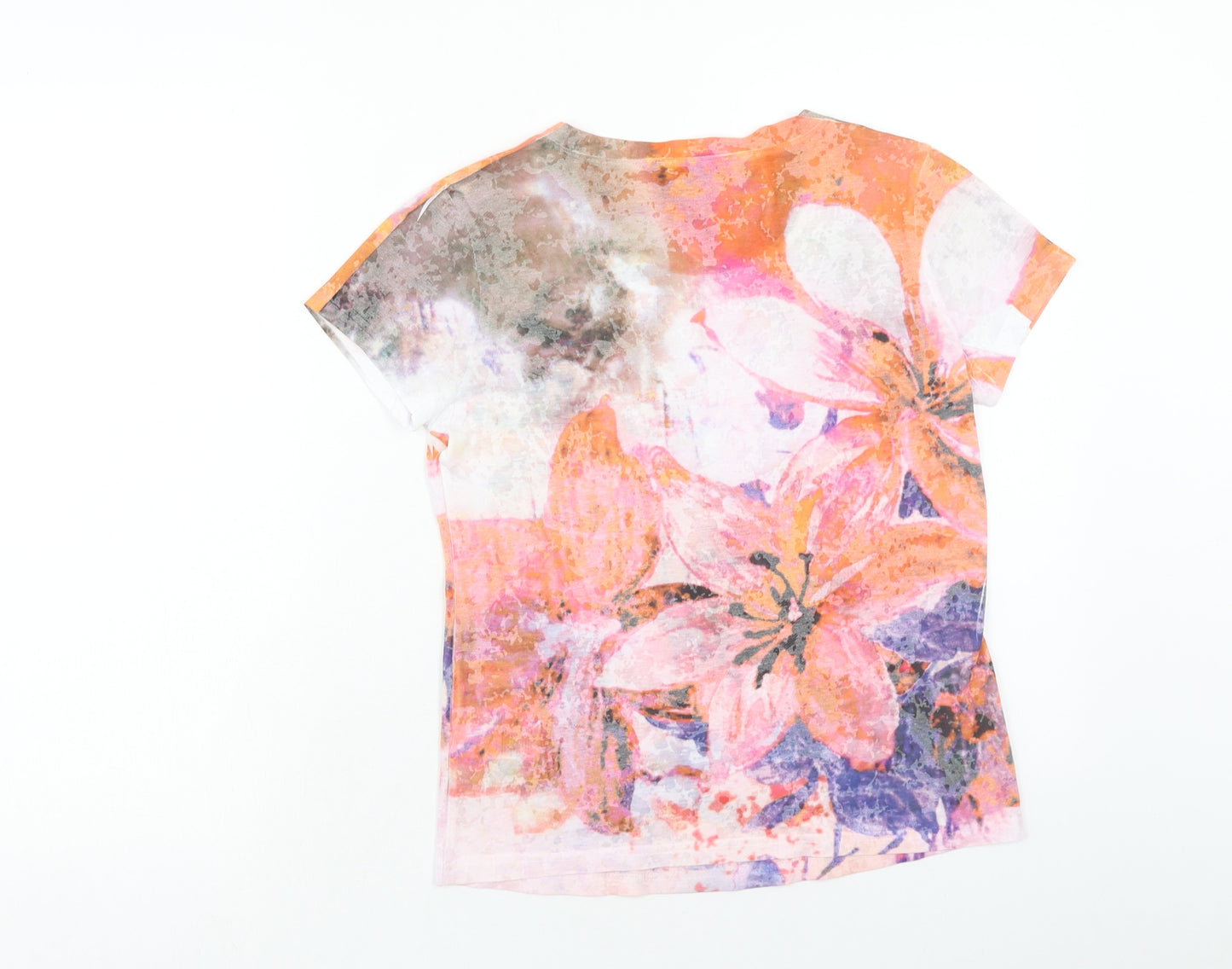 Kapalua Womens Multicoloured Floral Polyester Basic T-Shirt Size M Round Neck
