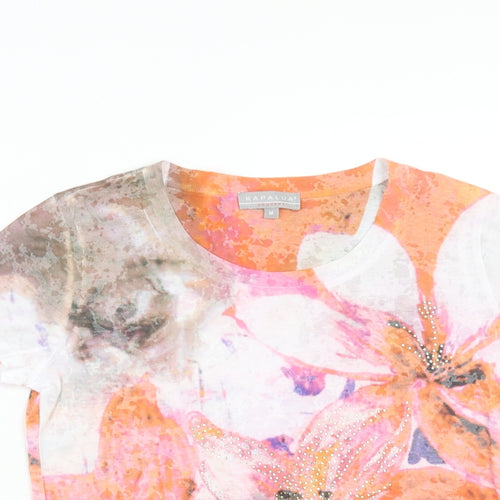Kapalua Womens Multicoloured Floral Polyester Basic T-Shirt Size M Round Neck