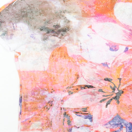 Kapalua Womens Multicoloured Floral Polyester Basic T-Shirt Size M Round Neck