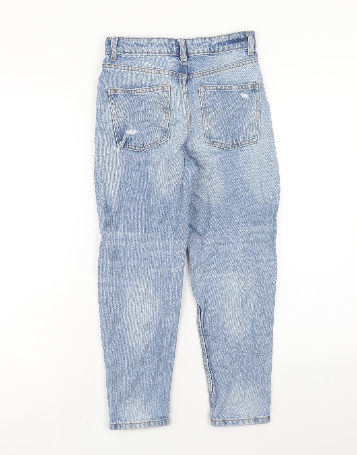 Denim & Co. Girls Blue Cotton Straight Jeans Size 9-10 Years Regular Zip