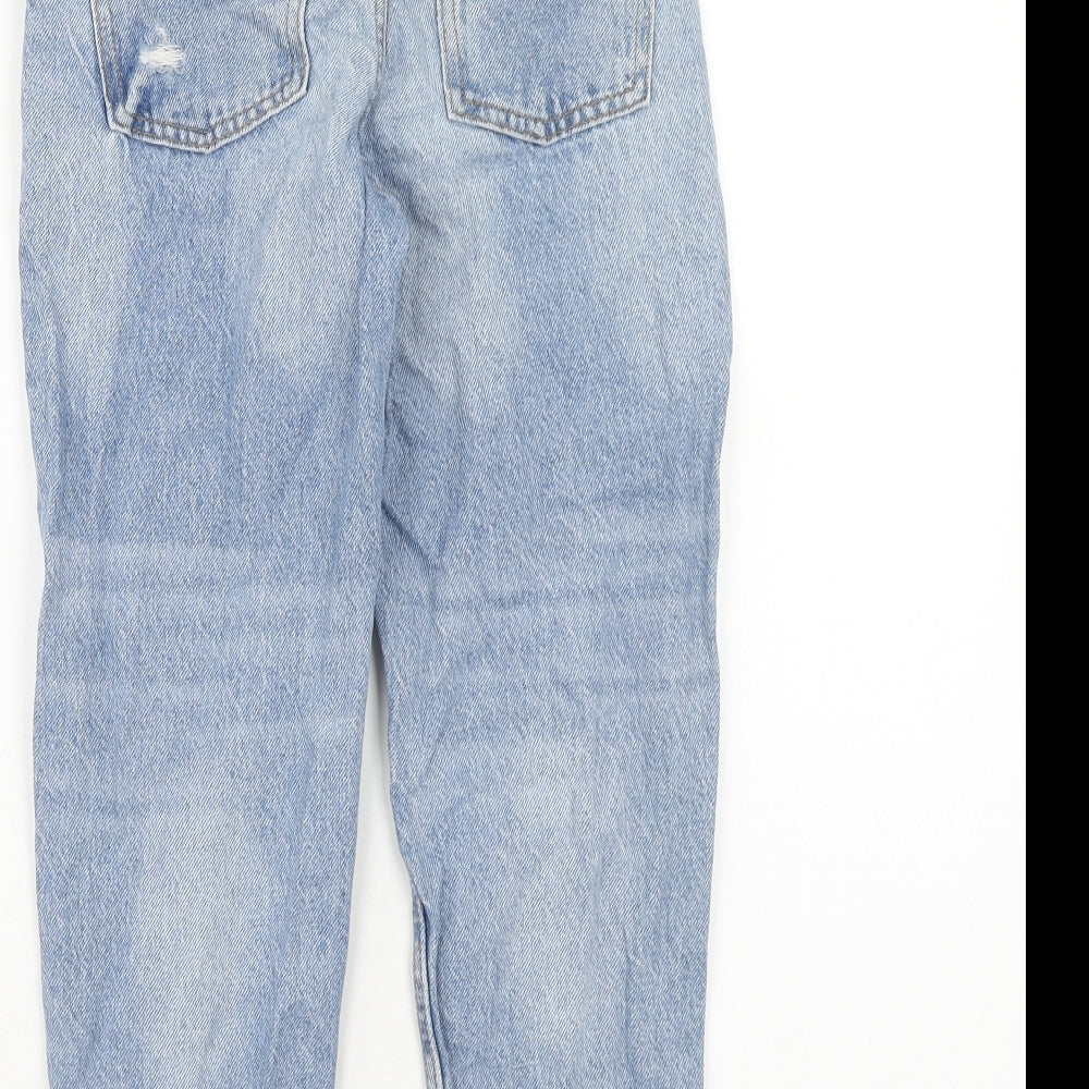 Denim & Co. Girls Blue Cotton Straight Jeans Size 9-10 Years Regular Zip