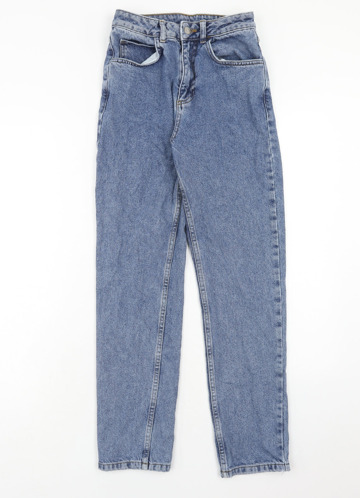 Reclaimed Vintage Womens Blue Cotton Straight Jeans Size 24 in Regular Zip