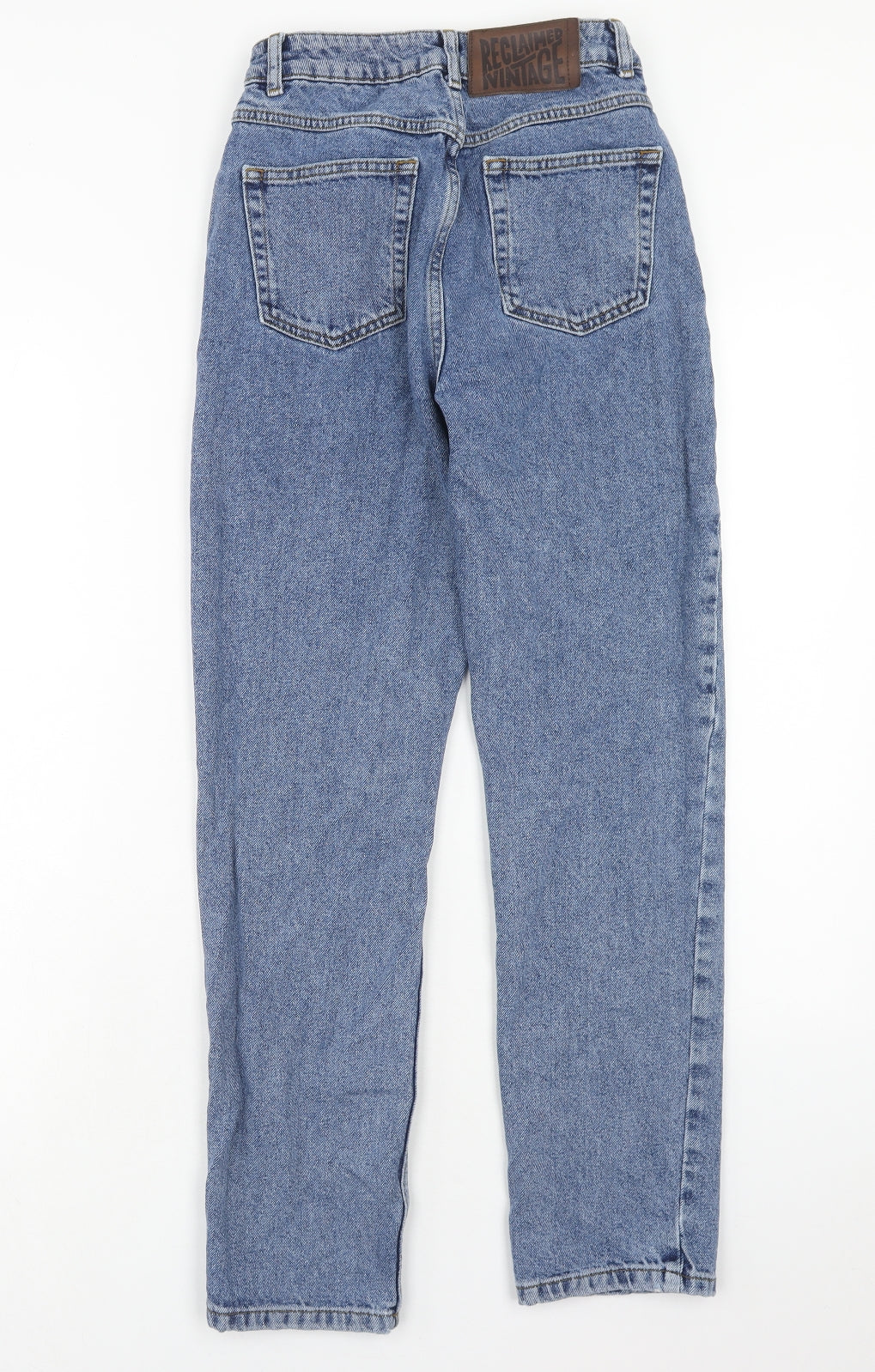 Reclaimed Vintage Womens Blue Cotton Straight Jeans Size 24 in Regular Zip