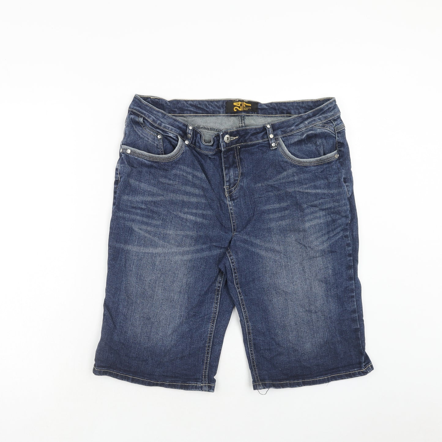 Denim 24/7 Womens Blue Cotton Chino Shorts Size 16 Regular Zip