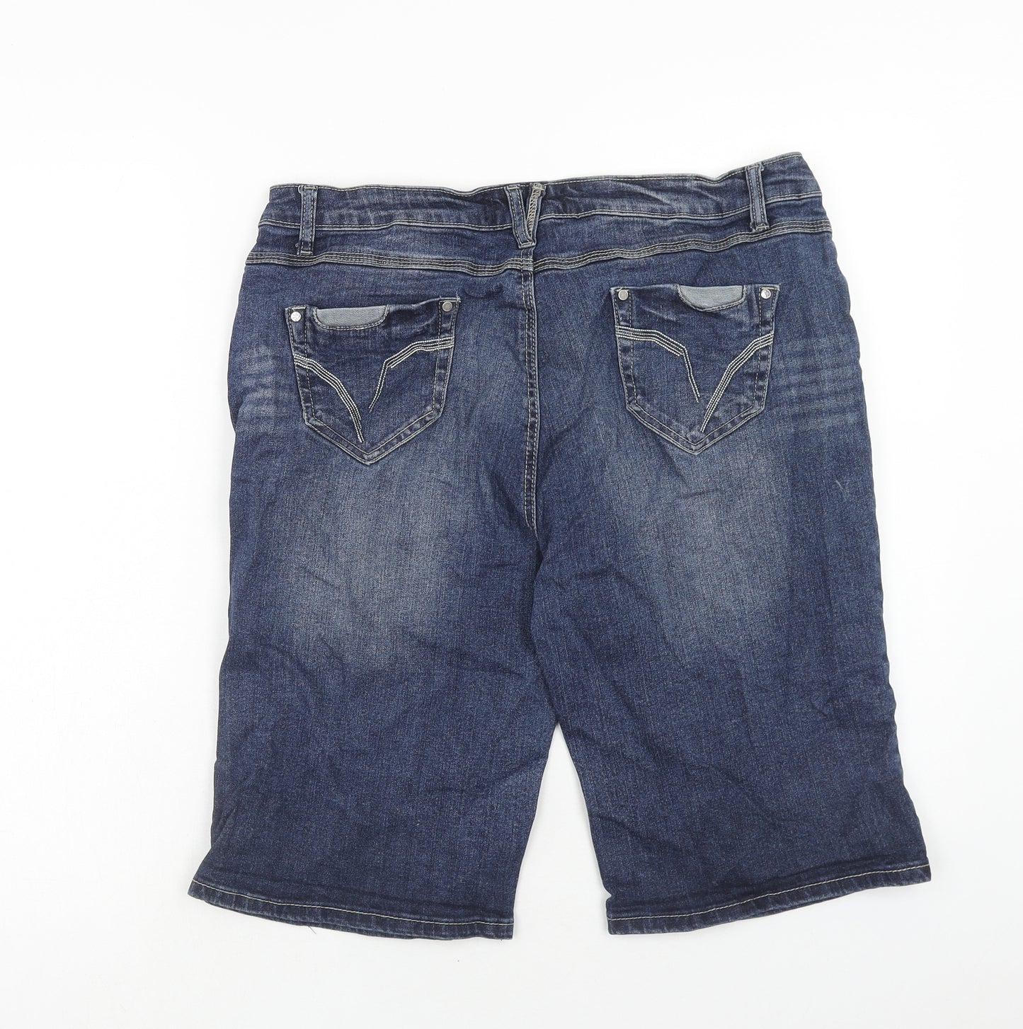 Denim 24/7 Womens Blue Cotton Chino Shorts Size 16 Regular Zip