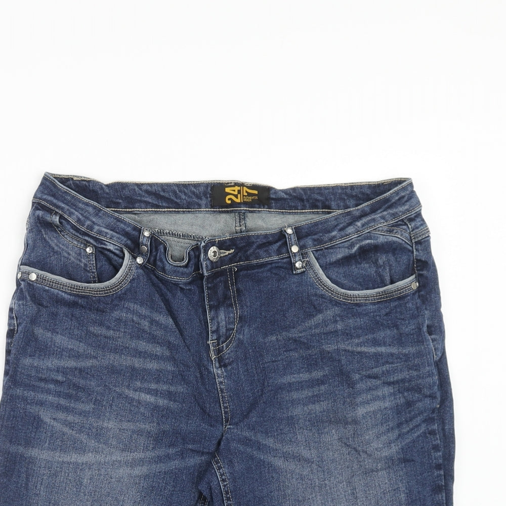 Denim 24/7 Womens Blue Cotton Chino Shorts Size 16 Regular Zip