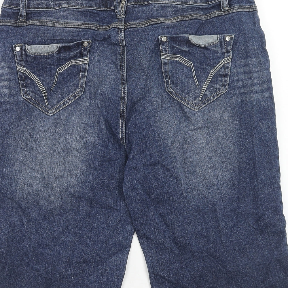 Denim 24/7 Womens Blue Cotton Chino Shorts Size 16 Regular Zip