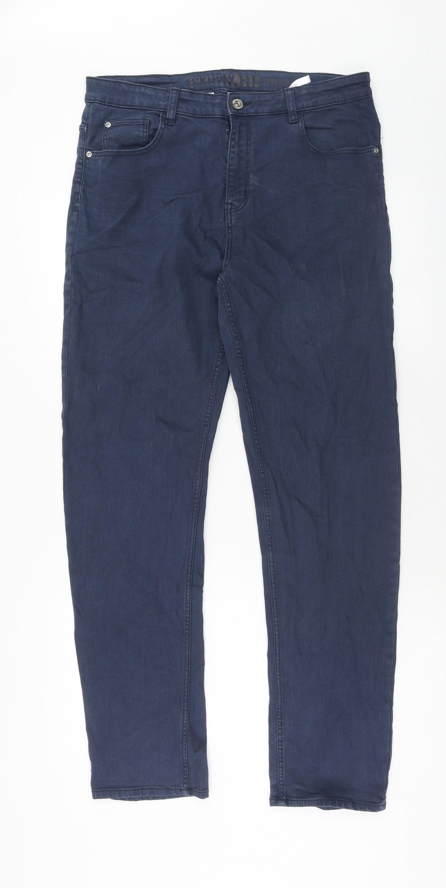 H&M Boys Blue Cotton Chino Trousers Size 14-15 Years Regular Zip