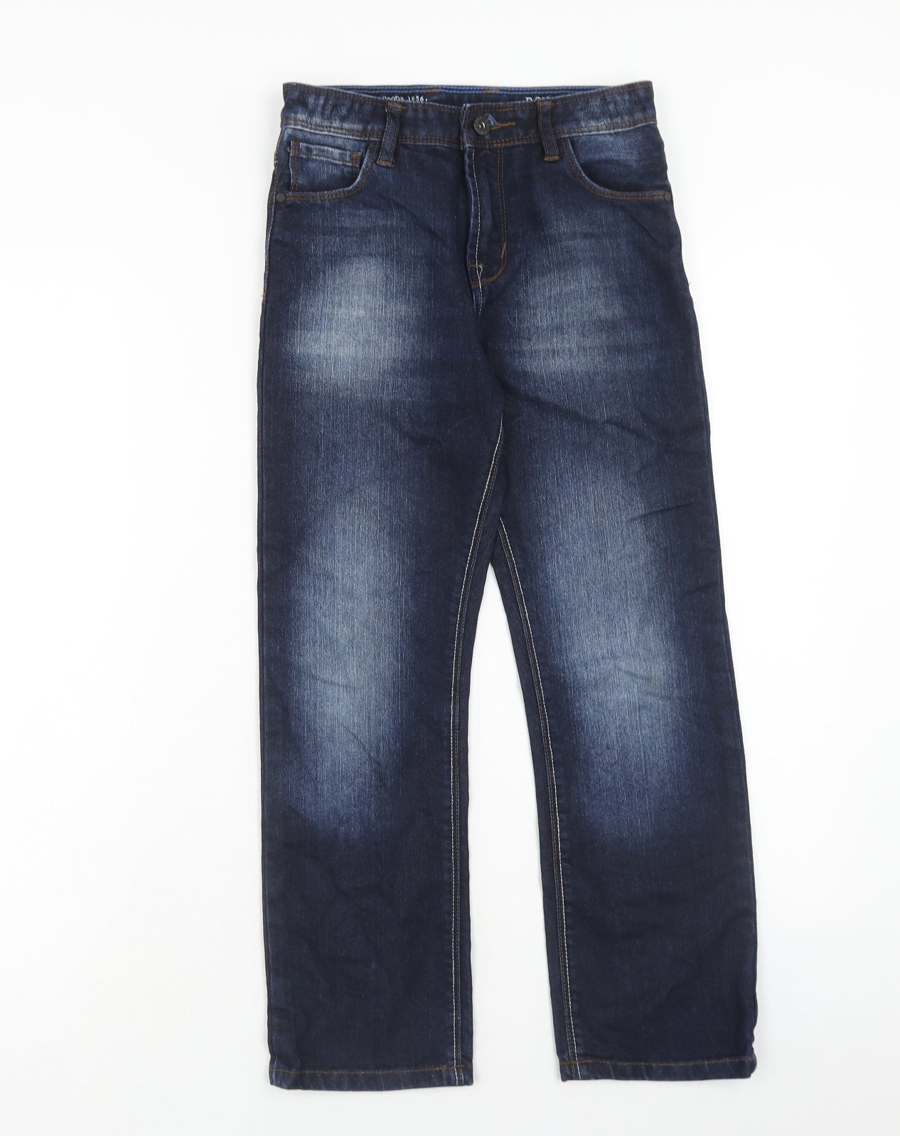 Matalan Boys Blue Cotton Straight Jeans Size 9 Years Regular Zip