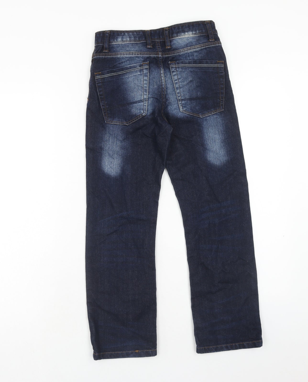 Matalan Boys Blue Cotton Straight Jeans Size 9 Years Regular Zip
