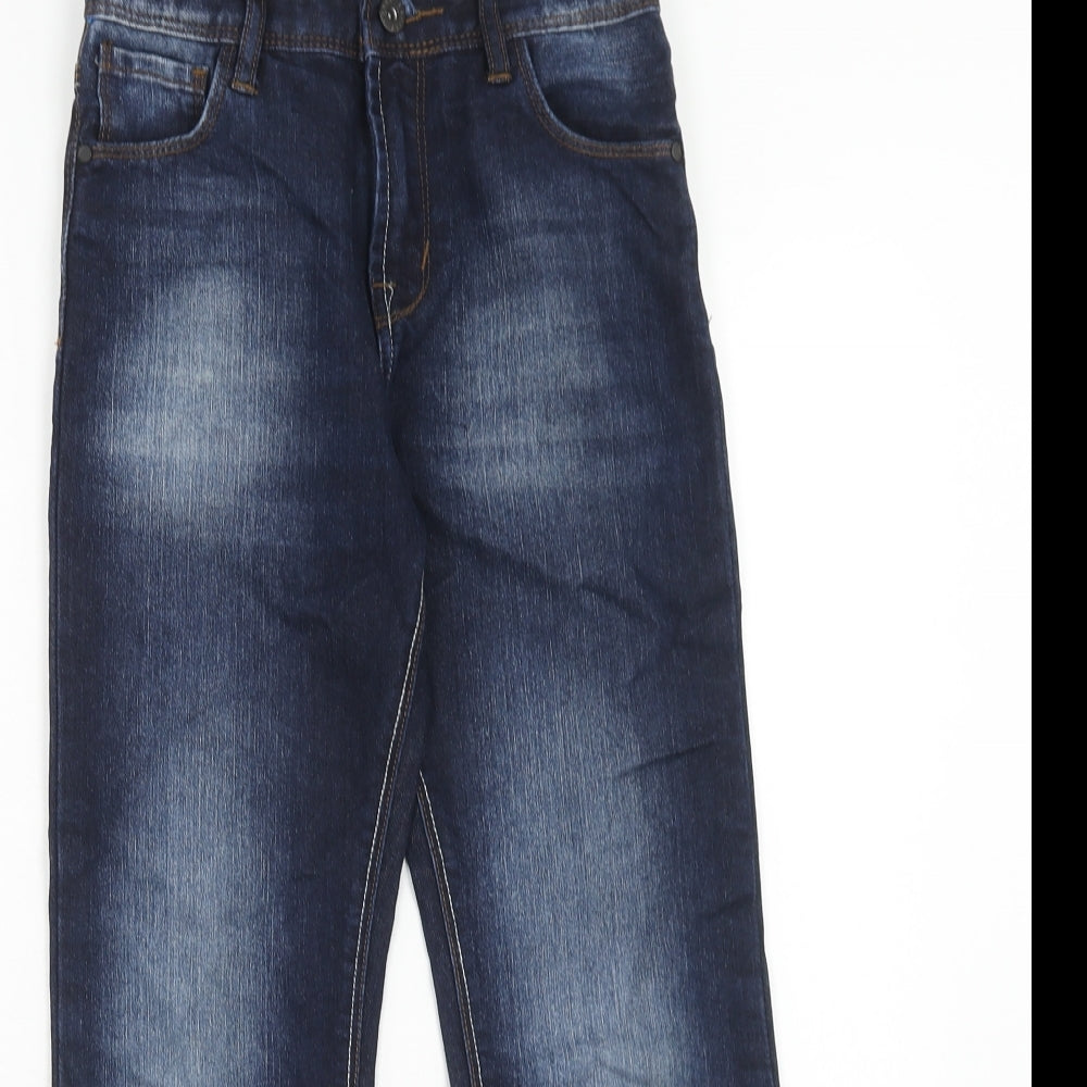 Matalan Boys Blue Cotton Straight Jeans Size 9 Years Regular Zip