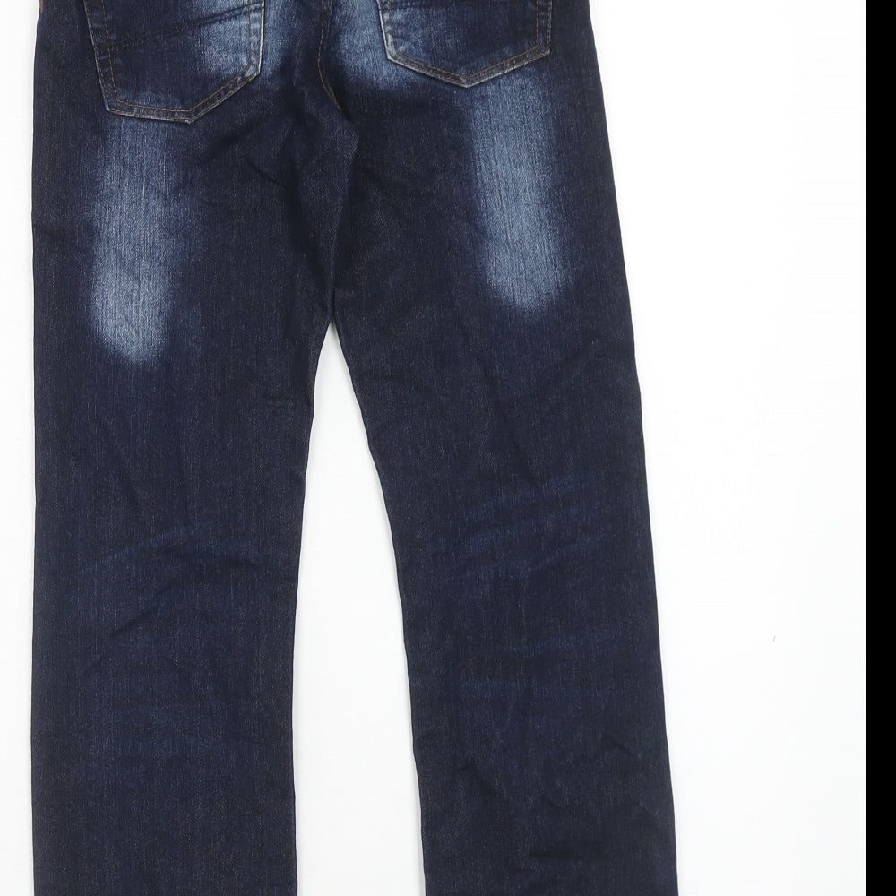 Matalan Boys Blue Cotton Straight Jeans Size 9 Years Regular Zip