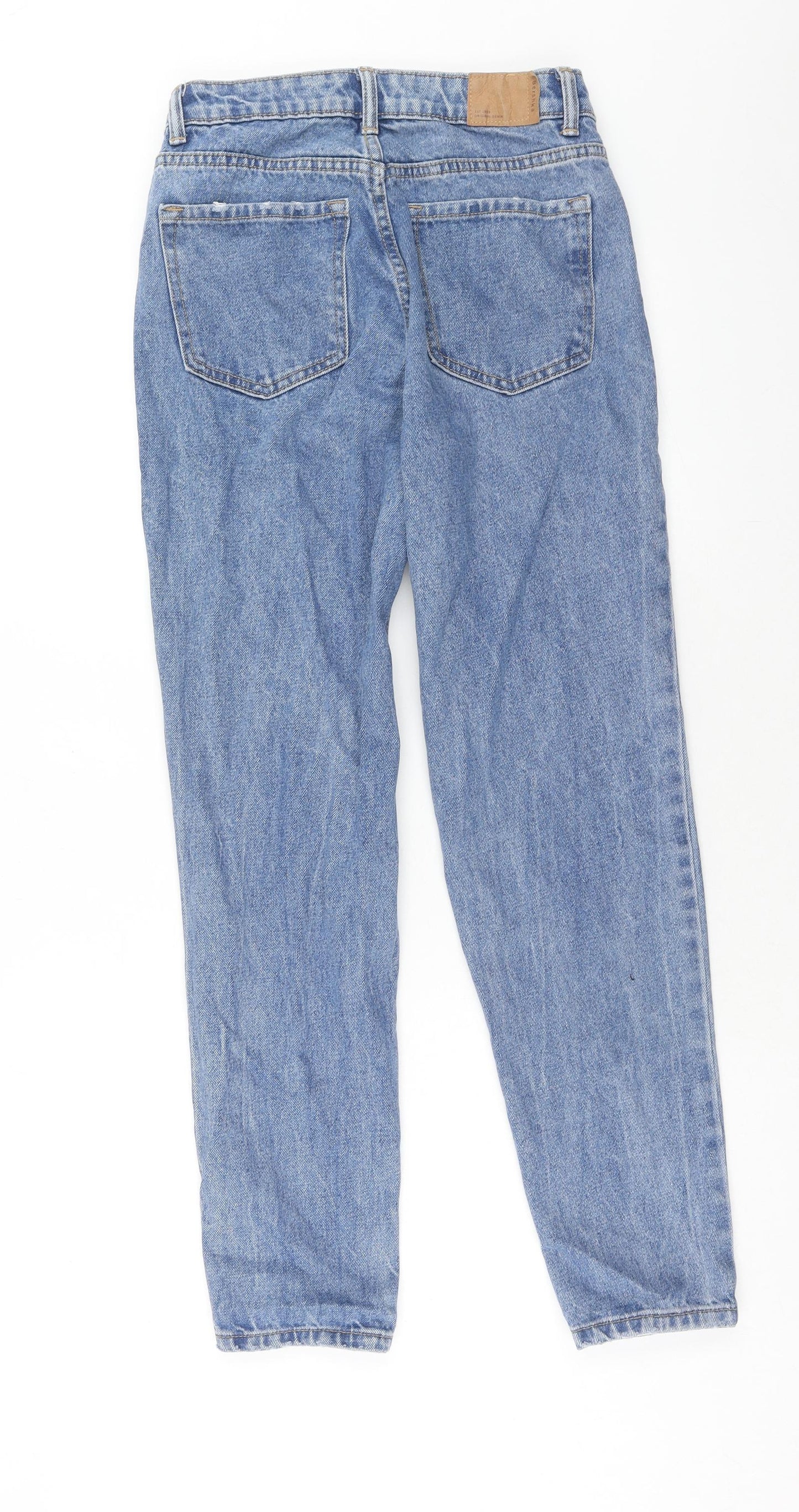 Bershka Womens Blue Cotton Straight Jeans Size 4 Regular Zip