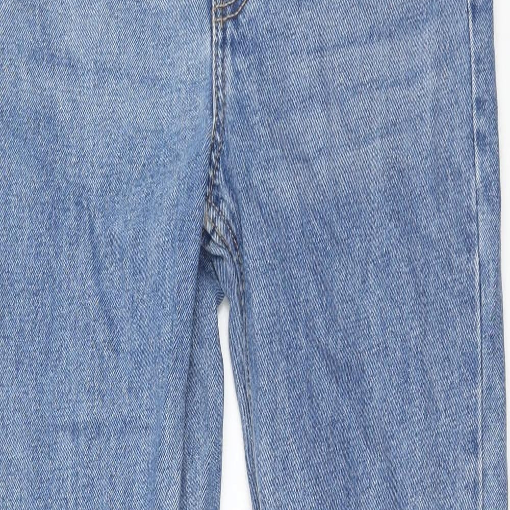 Bershka Womens Blue Cotton Straight Jeans Size 4 Regular Zip