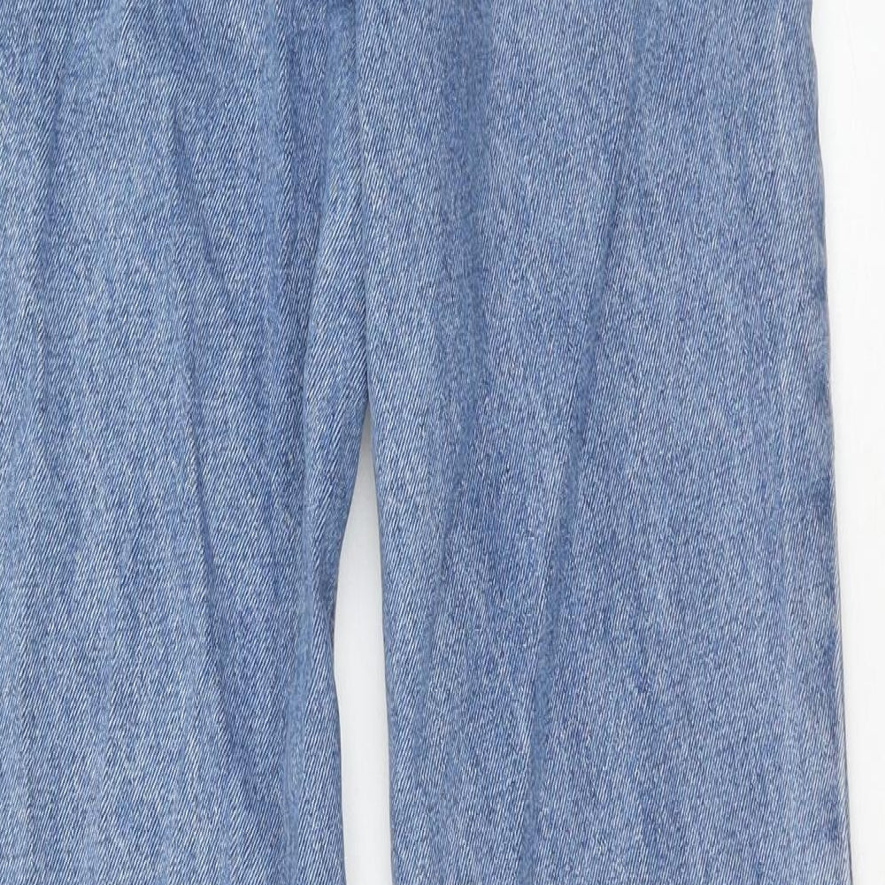 Bershka Womens Blue Cotton Straight Jeans Size 4 Regular Zip