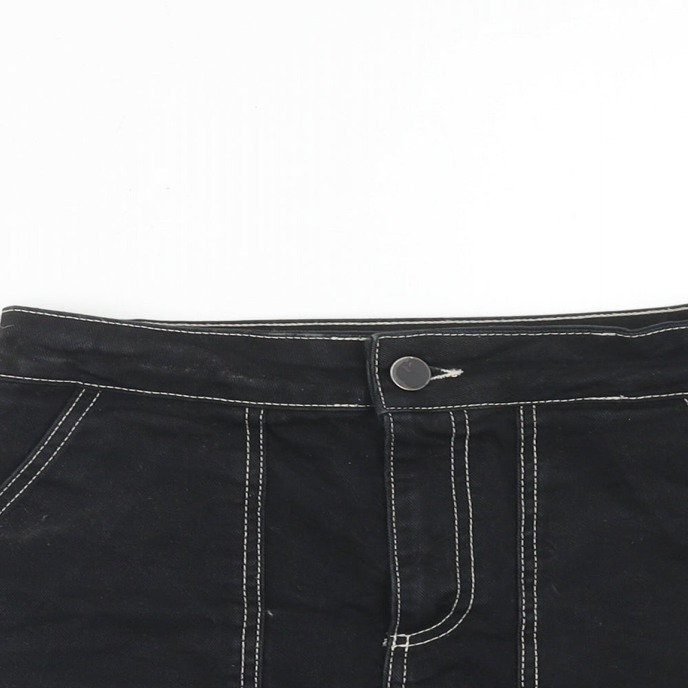 Zara Womens Black Cotton Straight & Pencil Skirt Size S Zip