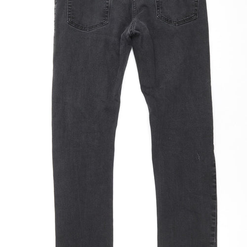 Topman Mens Black Cotton Straight Jeans Size 32 in Regular Zip