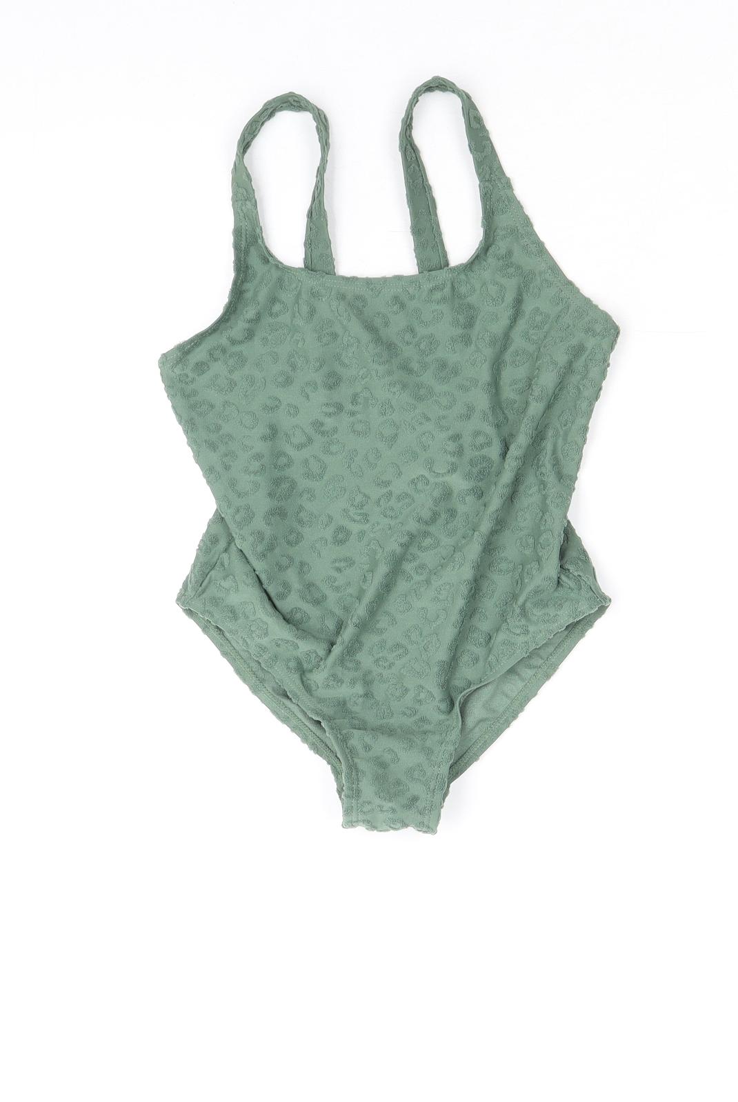 Zara Girls Green Animal Print Polyester Bodysuit One-Piece Size 6-7 Years Pullover - Swimsuit Leopard Print UV protection 50+
