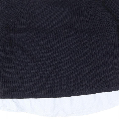 Dorothy Perkins Womens Blue Collared 100% Cotton Pullover Jumper Size 8