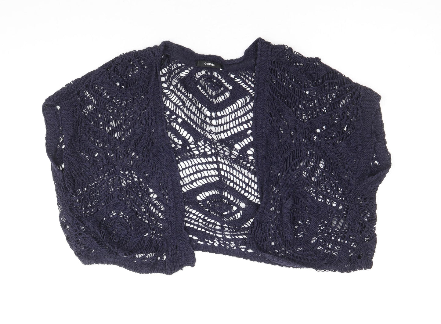 George Womens Blue V-Neck Cotton Cardigan Jumper Size 8 - Size 8-10