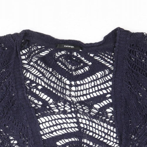 George Womens Blue V-Neck Cotton Cardigan Jumper Size 8 - Size 8-10