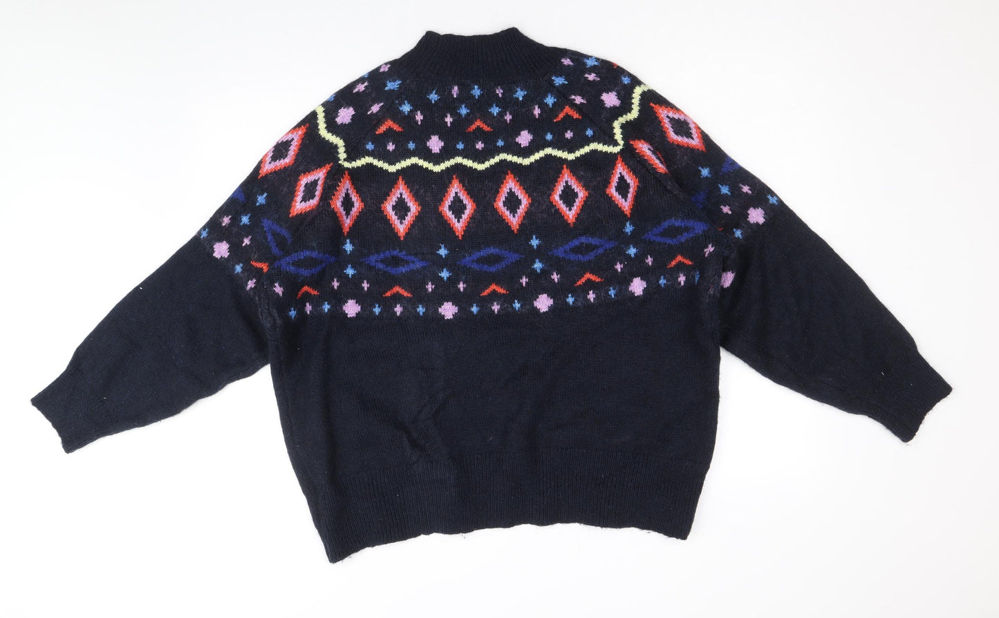 Marks and Spencer Womens Blue High Neck Acrylic Pullover Jumper Size L