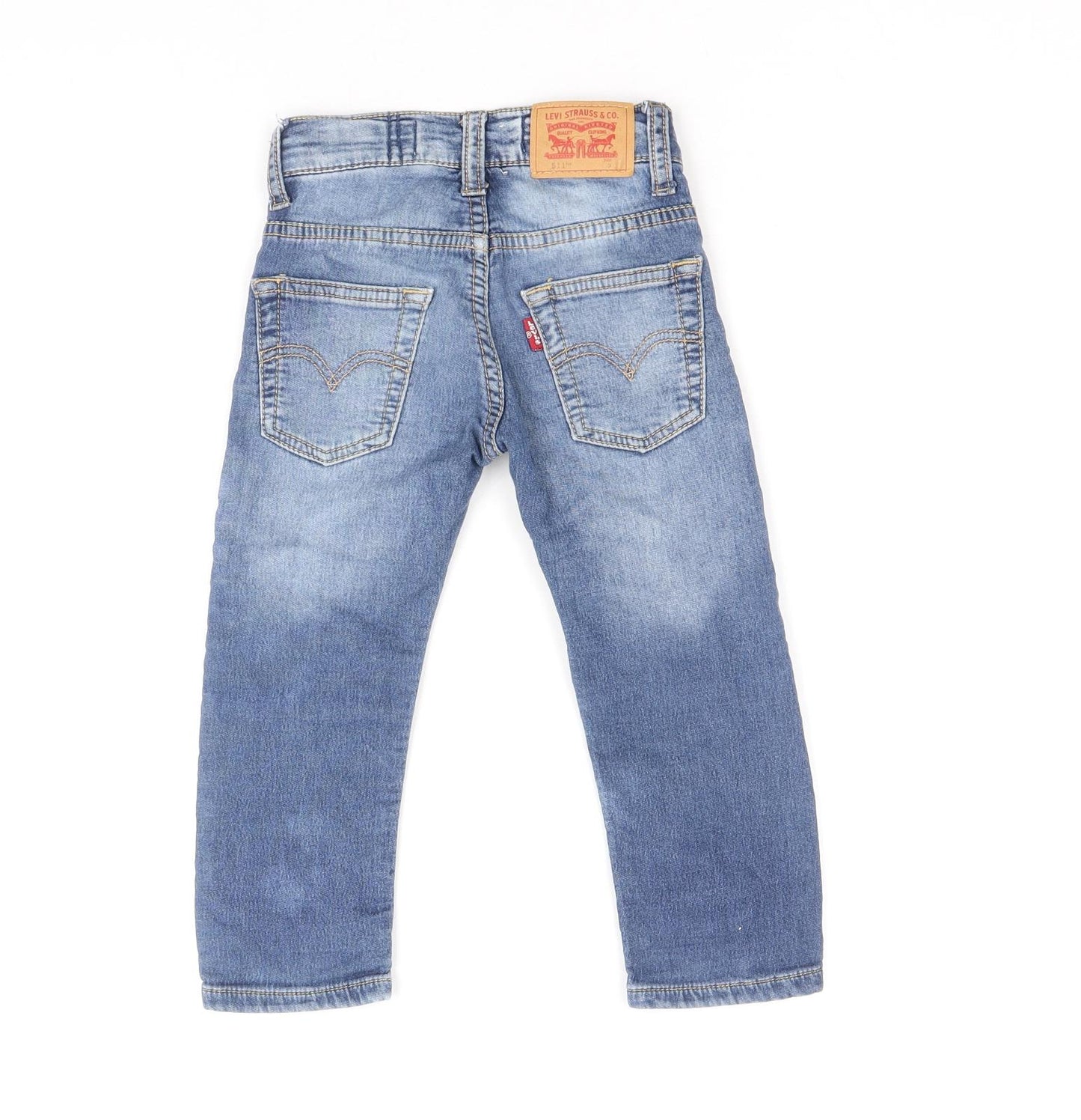 Signature by Levi Strauss & Co. Boys Blue Cotton Straight Jeans Size 3 Years Regular Zip