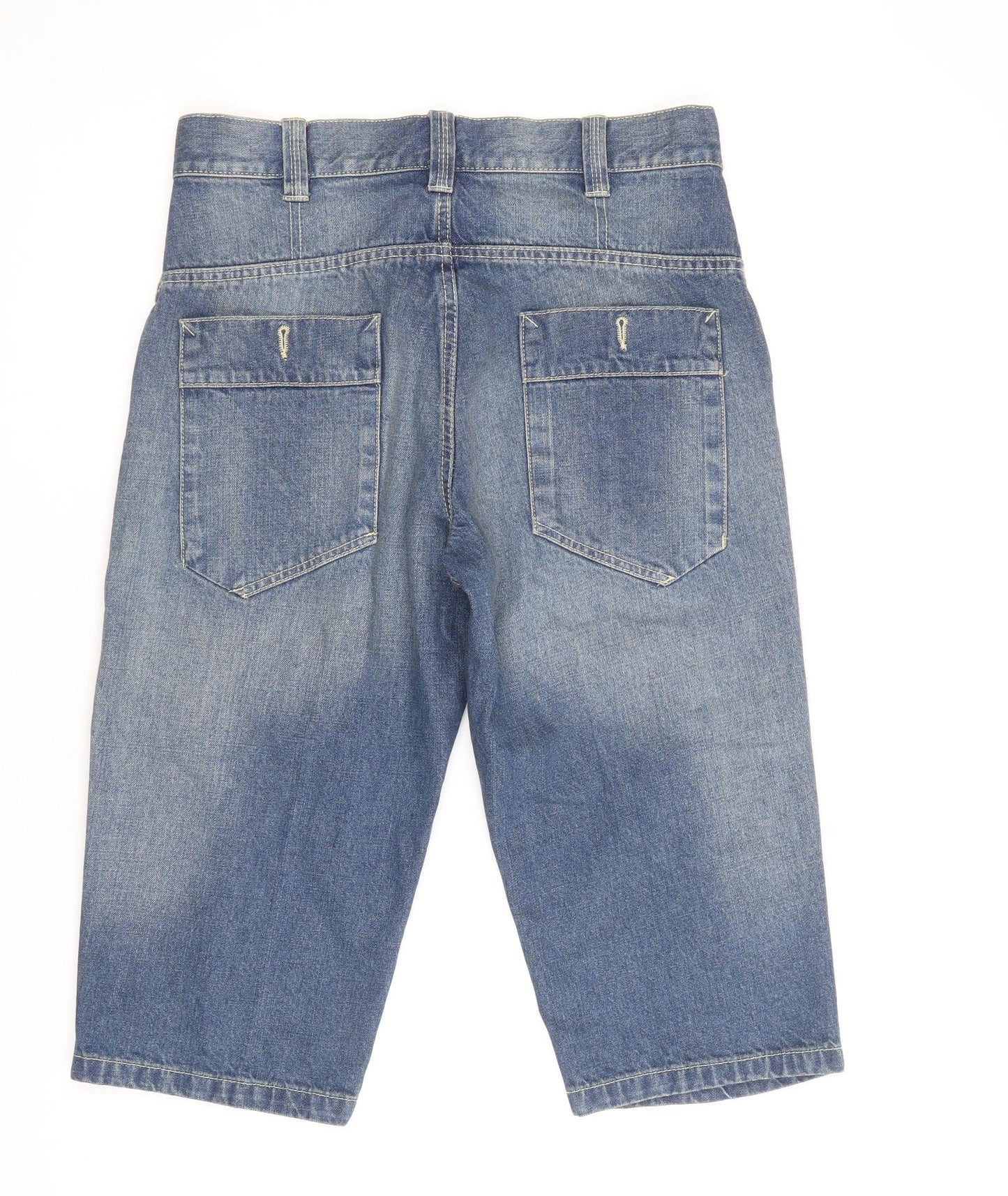 George Mens Blue Cotton Cropped Jeans Size 30 in Regular Zip
