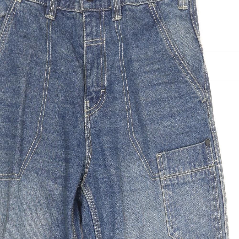 George Mens Blue Cotton Cropped Jeans Size 30 in Regular Zip