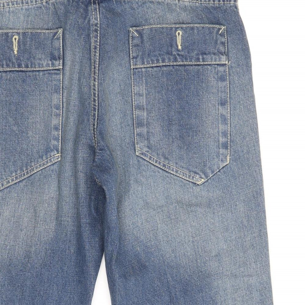 George Mens Blue Cotton Cropped Jeans Size 30 in Regular Zip